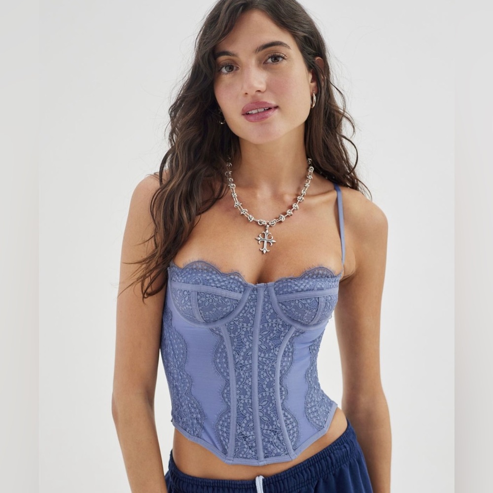 Out From Under Blue Corset Top